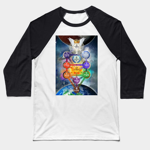 Kabbalistic Tree of Life With Planets Baseball T-Shirt by PurplePeacock